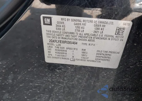 2015 GMC Terrain Slt-2 из США, поврежденный, VIN 2GKFLYE38F6360494